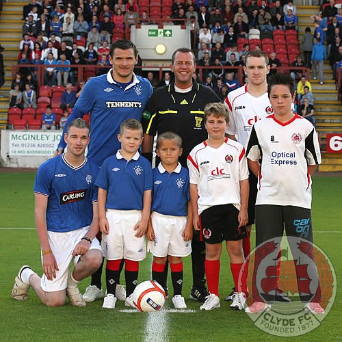 The match mascots line-up before kick-off.