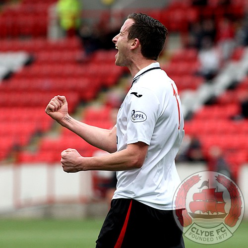 Steven McDougall celebrates after opening the scoring.